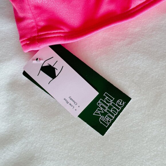 Wild Fable NWT hot pink with sparkle low rise cheeky bikini swim bathing suit XL - Picture 6 of 13